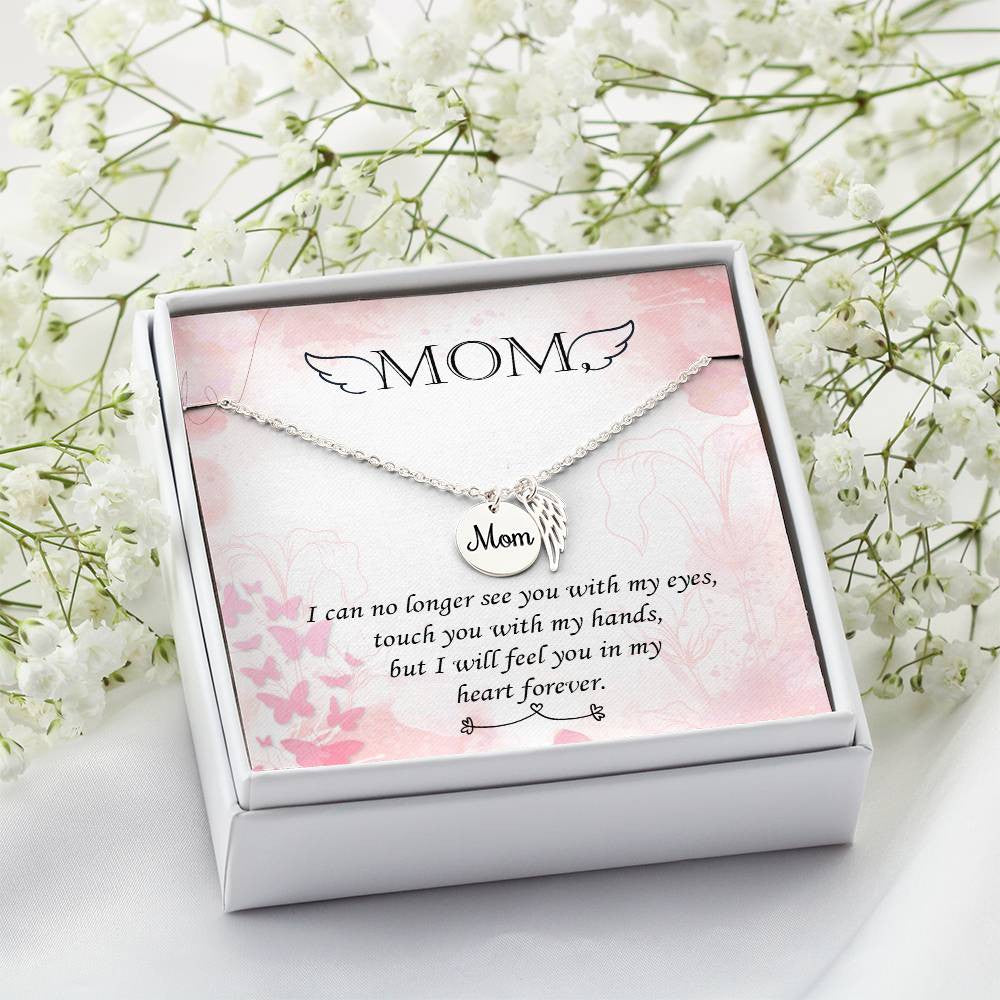 Mom Memorial Necklace Angel Wings-[Heartfelt Family Gift]