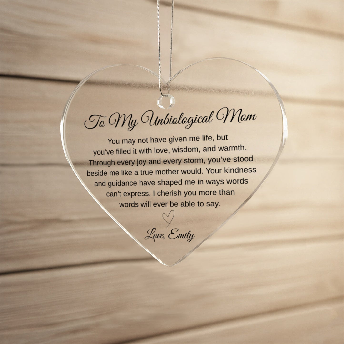 To My Unbiological Mom Ceramic Heart Ornament