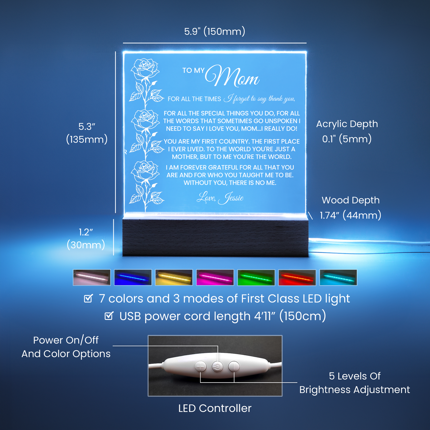 Mom Rose Plaque Gift