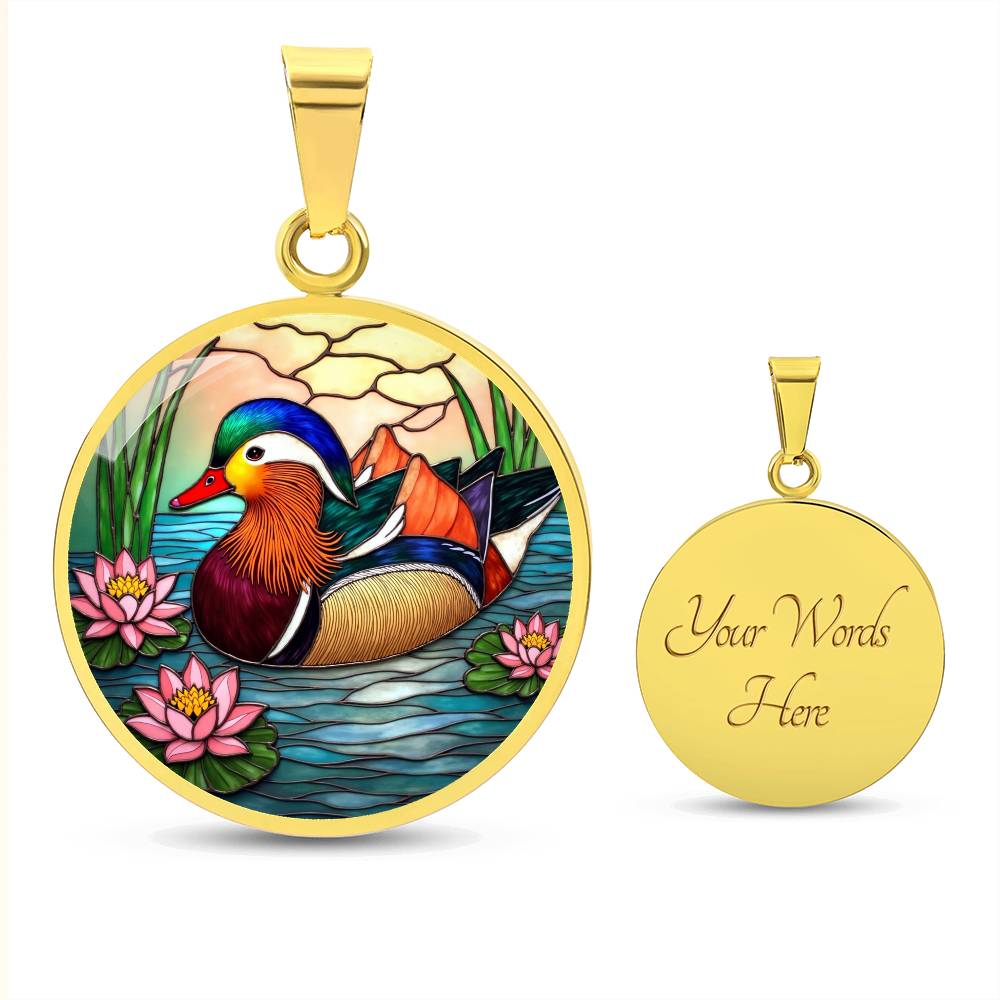 Lotus Mallard Duck Necklace with Engraving