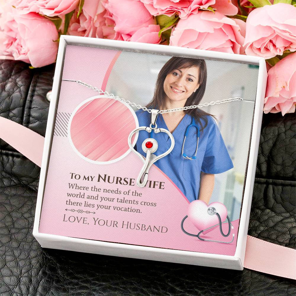 Nurse Wif Custom Photo Stethoscope Necklace Gift-[Heartfelt Family Gift]