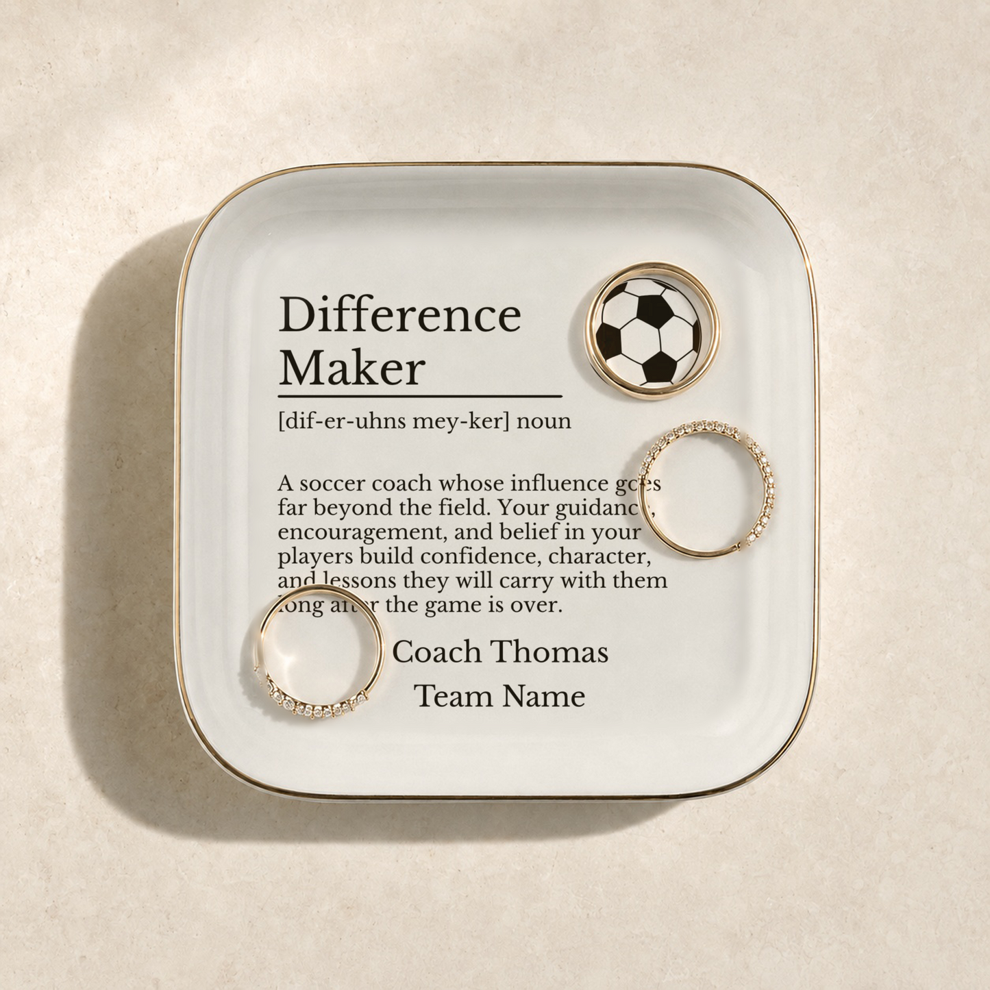 Soccer Coach Jewelry Dish Trinket Tray