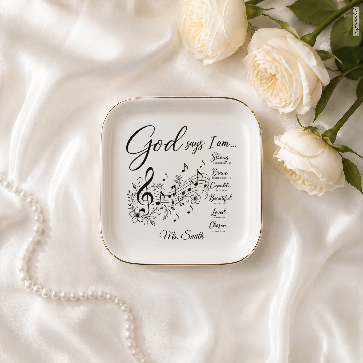 Music Notes Christian Jewelry Dish Trinket Tray