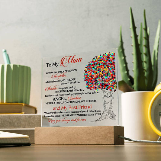 To My Mom LED Acrylic Heart Plaque
