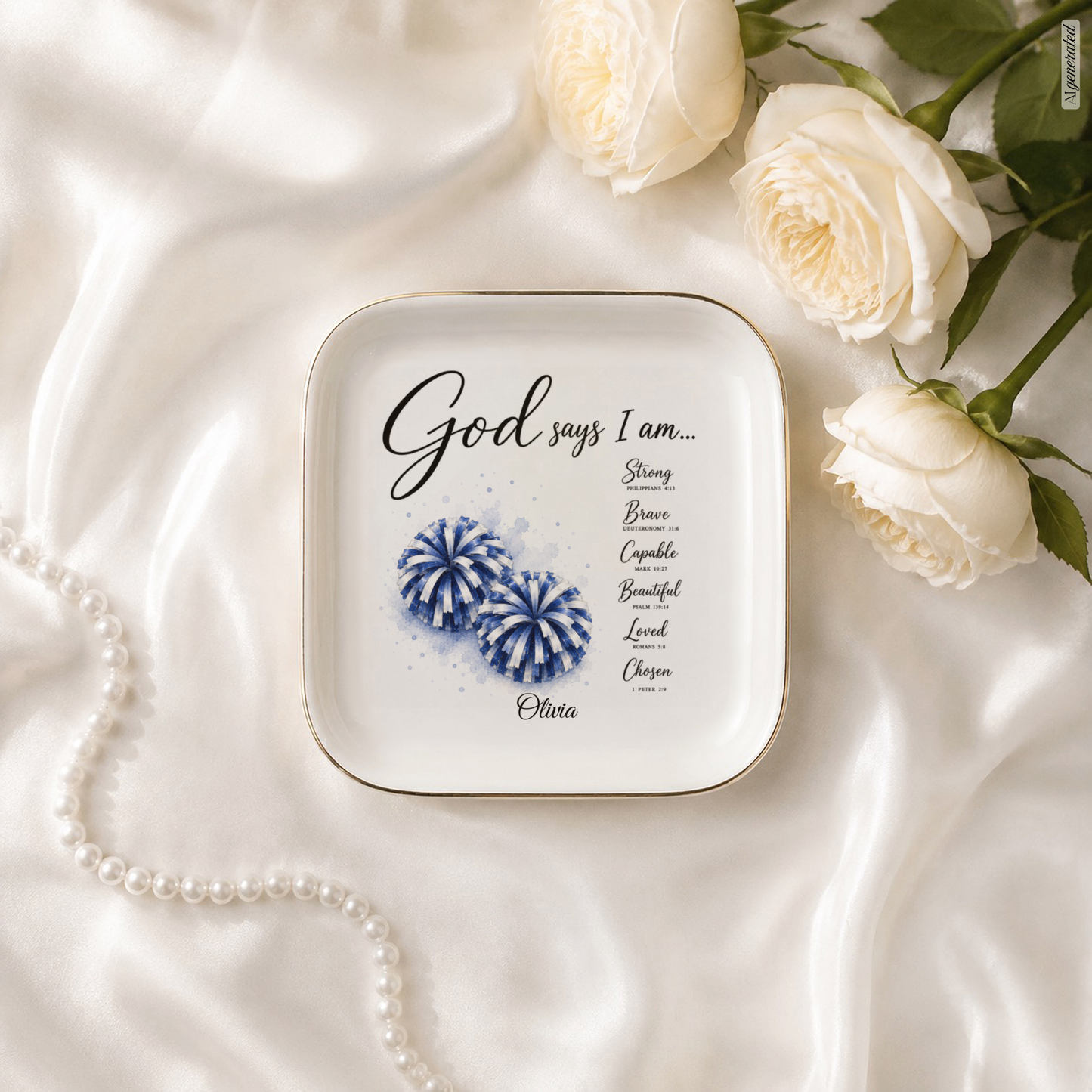 Christian Cheerleader Jewelry Dish Trinket Tray