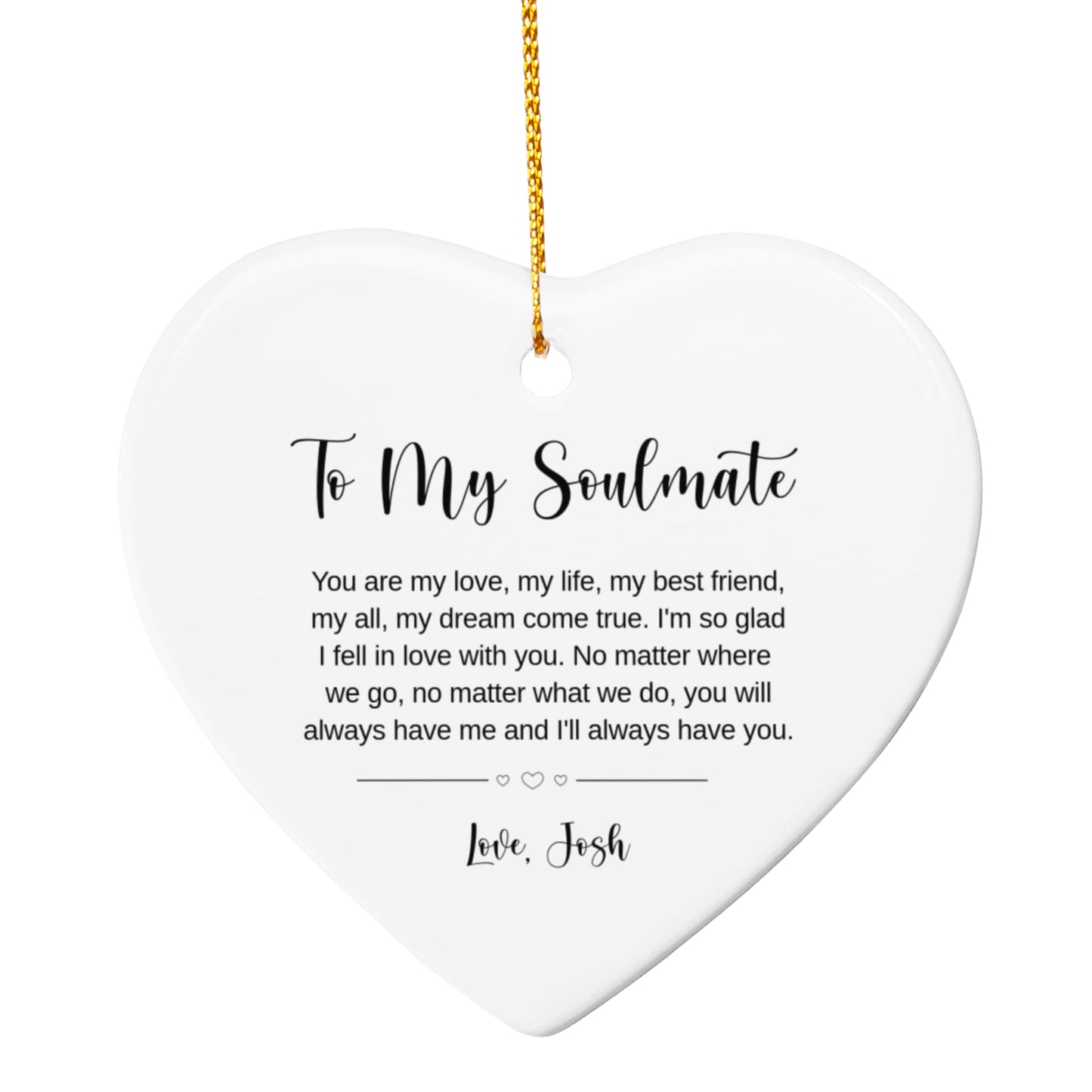 Personalized Ceramic Heart Ornament for Couples