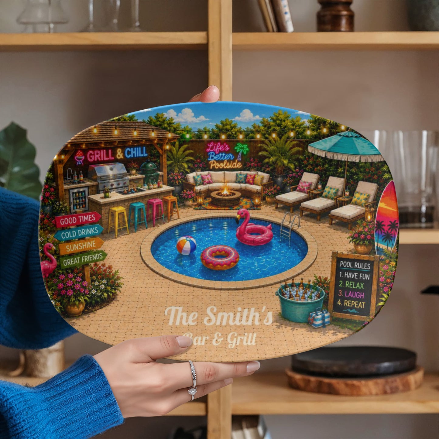 Personalized Backyard Pool & Patio Serving Tray