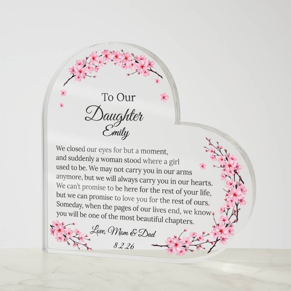 To Our Daughter Heart Plaque From Mom & Dad
