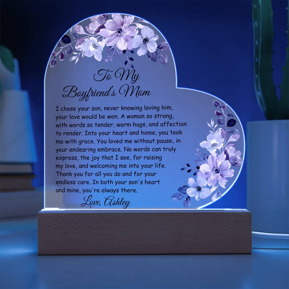 Boyfriends Mom Acrylic Heart Plaque-[Heartfelt Family Gift]