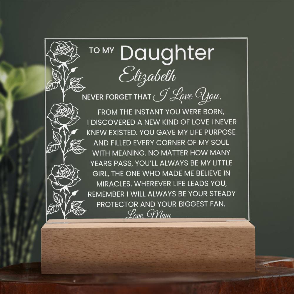 Daughter Roses Never Forget Rose Plaque Gift
