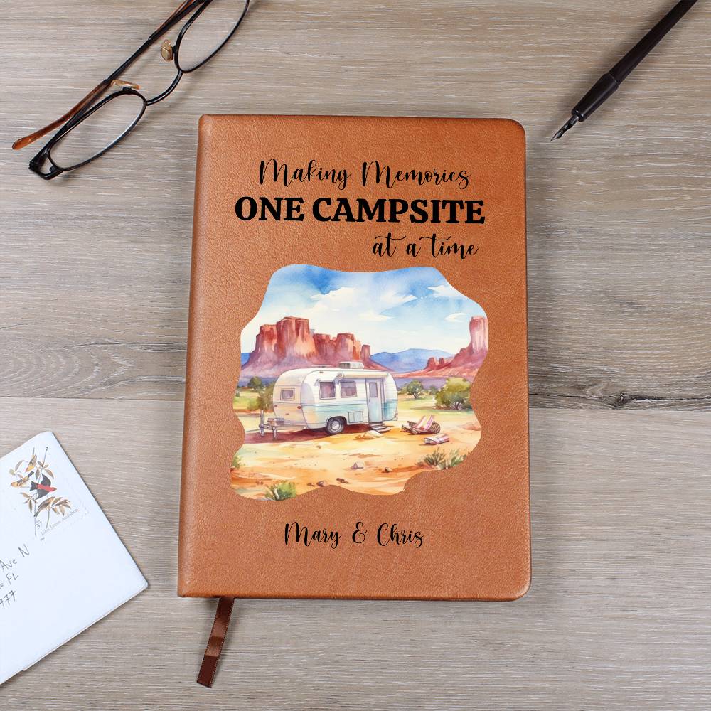 Personalized Camping Journal, Vegan Leather Journal, Custom Adventure Diary, Gift for Campers, Unique Travel Notebook, Outdoor Writing Log