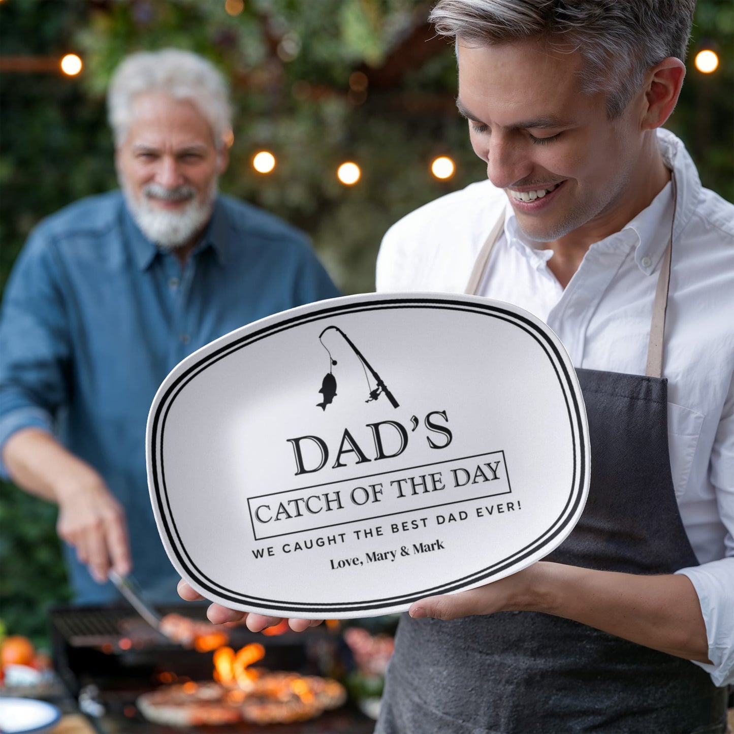 Dad's Catch Fish Platter, Personalized Fish Serving Tray