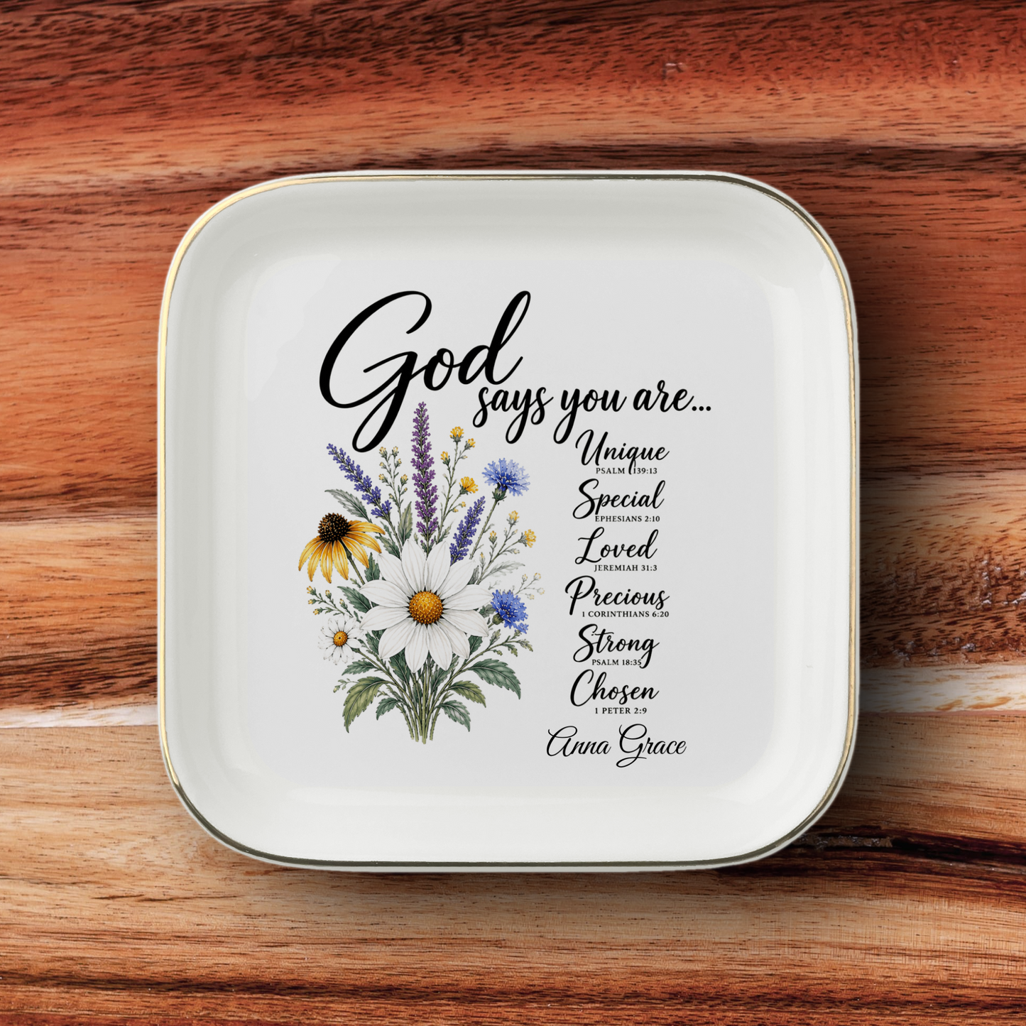 God Says You Are Bible Verse Jewelry Ring Trinket Tray