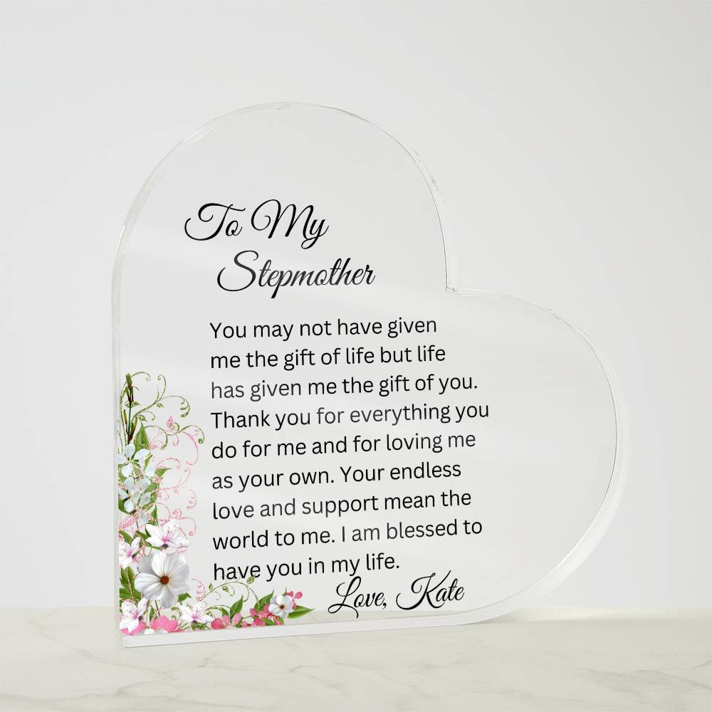 To My Stepmom Acrylic Heart Gift-[Heartfelt Family Gift]
