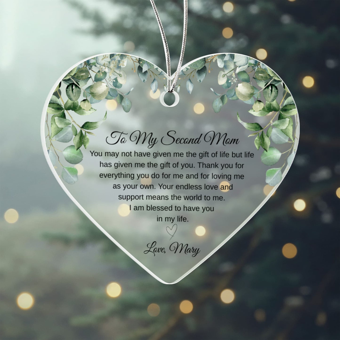 Second Mom Acrylic Heart Ornament