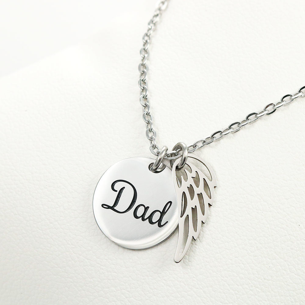 Dad Memorial Necklace Angel Wing Charm -Goodbye aret forever-[Heartfelt Family Gift]