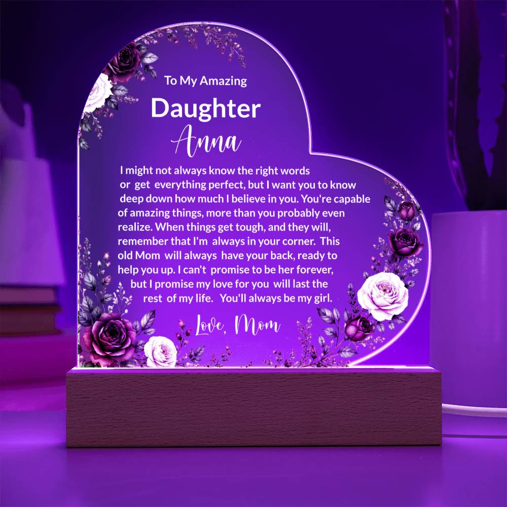 Daughter LED Acrylic Heart Plaque Gift