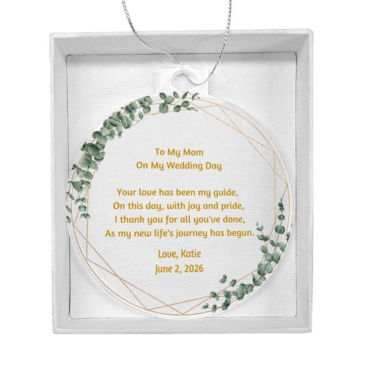 To My Mom on My Wedding Day Mother of the Bride Ornament-[Heartfelt Family Gift]