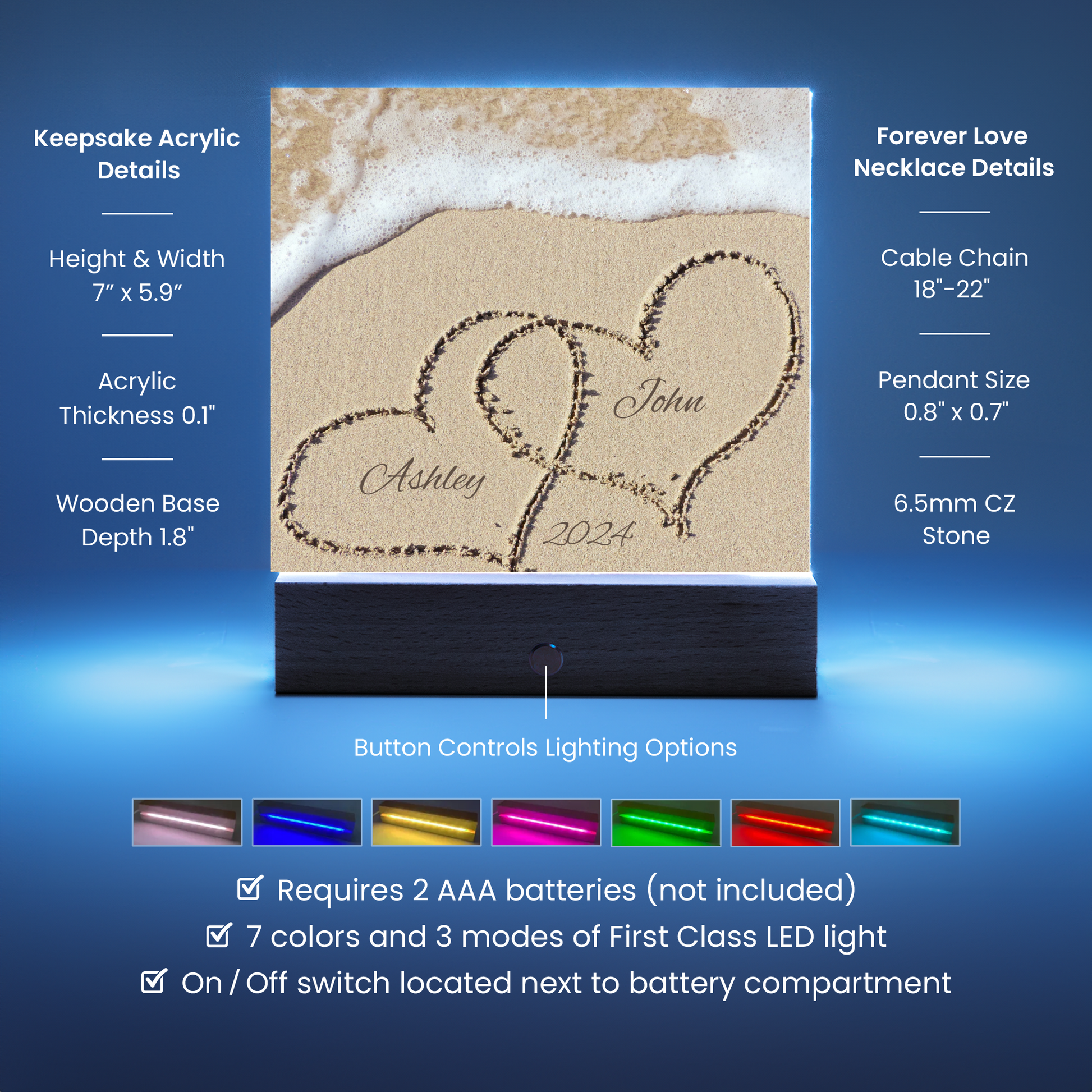 Names In The Sand Petite Ribbons Plaque & Necklace Gift Set-[Heartfelt Family Gift]