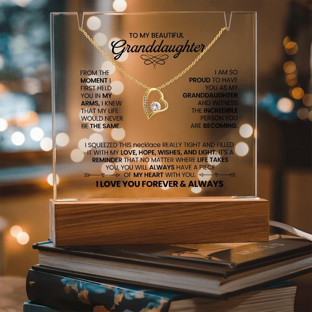 Granddaughter Lighted Jewelry Holder with Necklace Gift Set-[Heartfelt Family Gift]