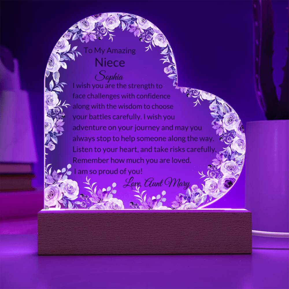 Niece Personalized LED  Heart Plaque