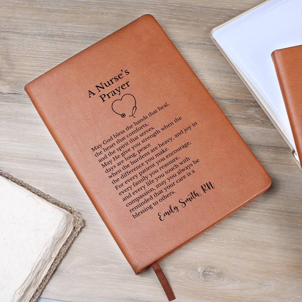 A Nurses Prayer Journal, Vegan Leather Notebook Gift, Inspiring Nurse Keepsake, Personalized Prayer Book, RN Thank You Gift