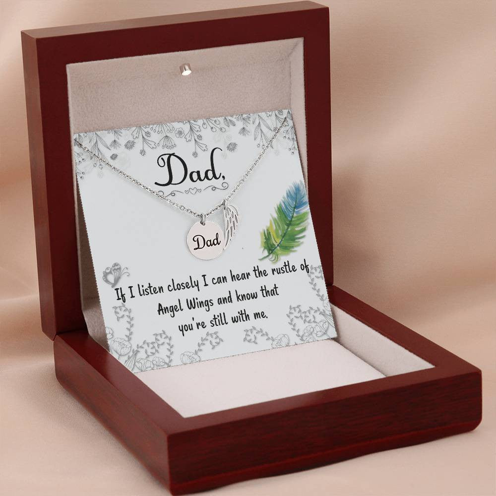 Dad Memorial Necklace Angel Wing Charm-[Heartfelt Family Gift]