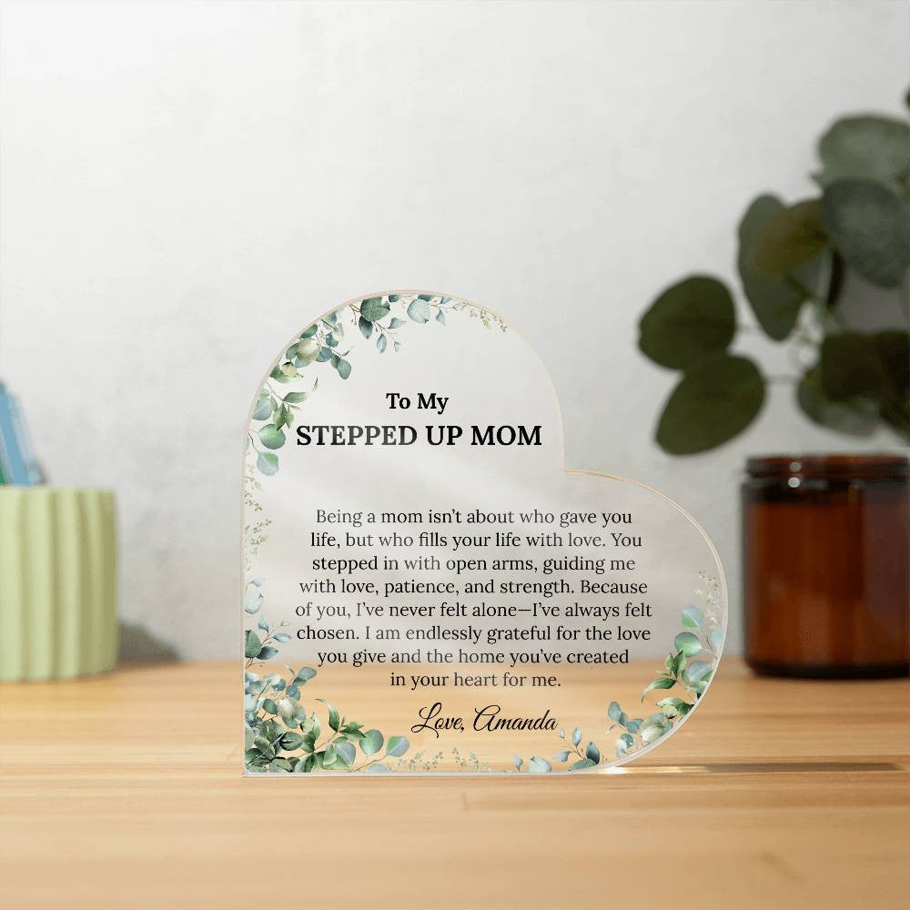 Personalized Stepped Up Mom Heart Plaque