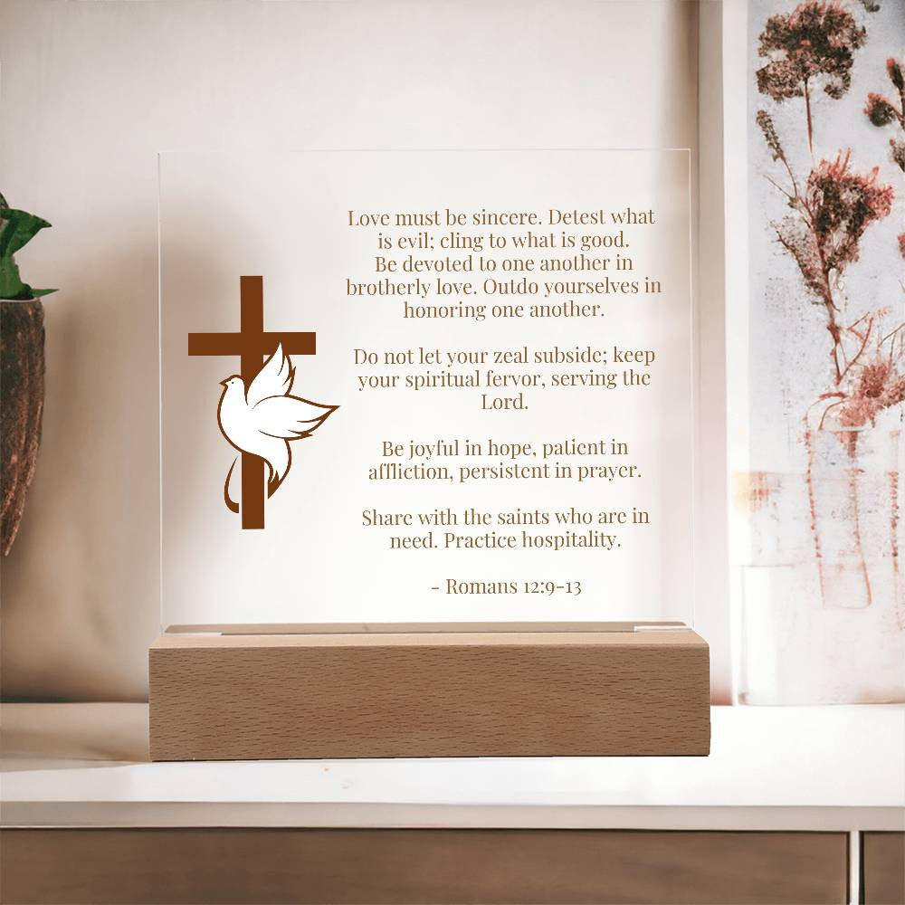 Christian Bible Verse Romans 12:9 Acrylic Plaque-[Heartfelt Family Gift]