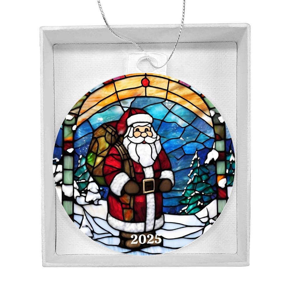 Santa Stained Glass Ornament