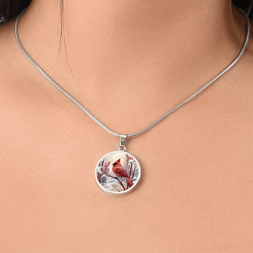 Carinal Round Pendant Necklace in Gold or silver