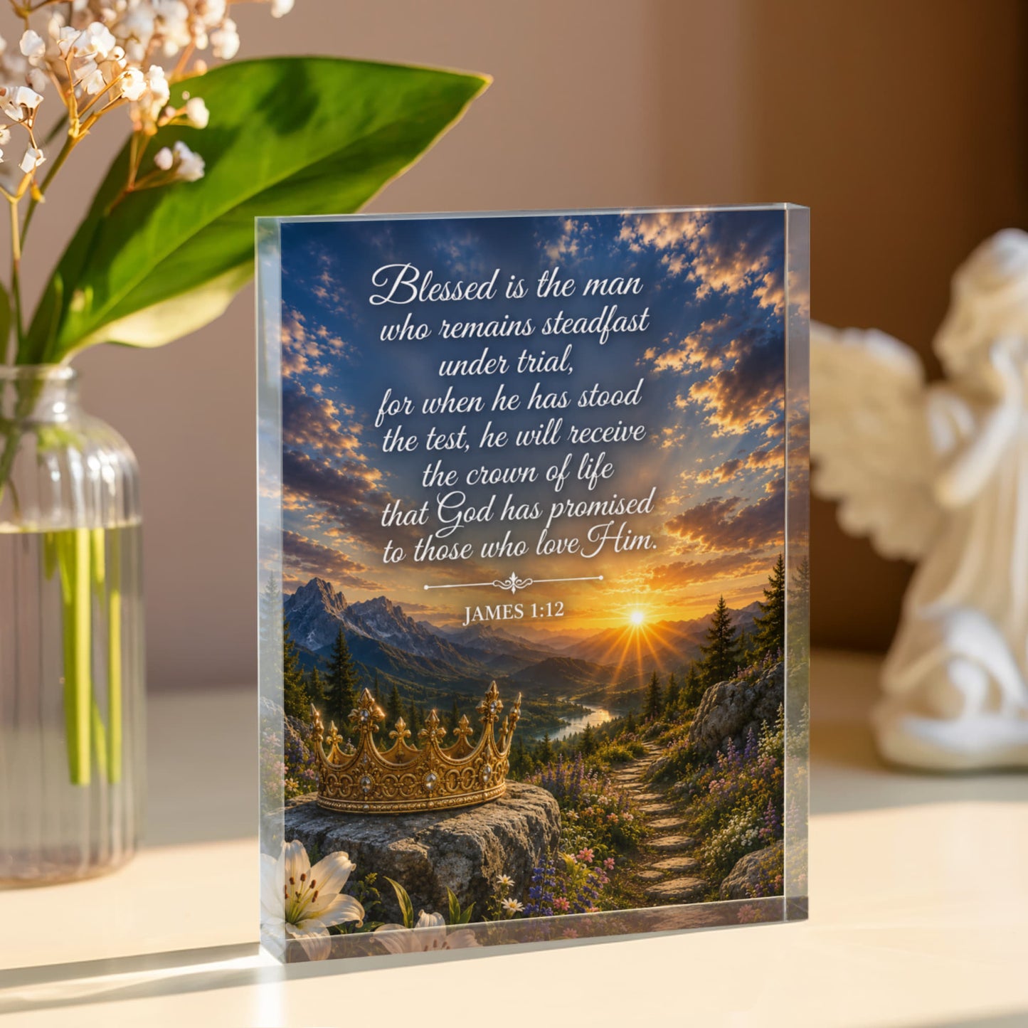 James 1:12 Bible Verse Acrylic Plaque