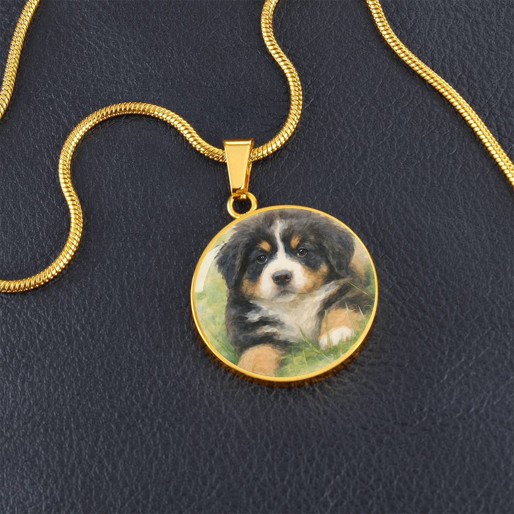 Personalized Watercolor Dog Portrait Necklace with Engraving