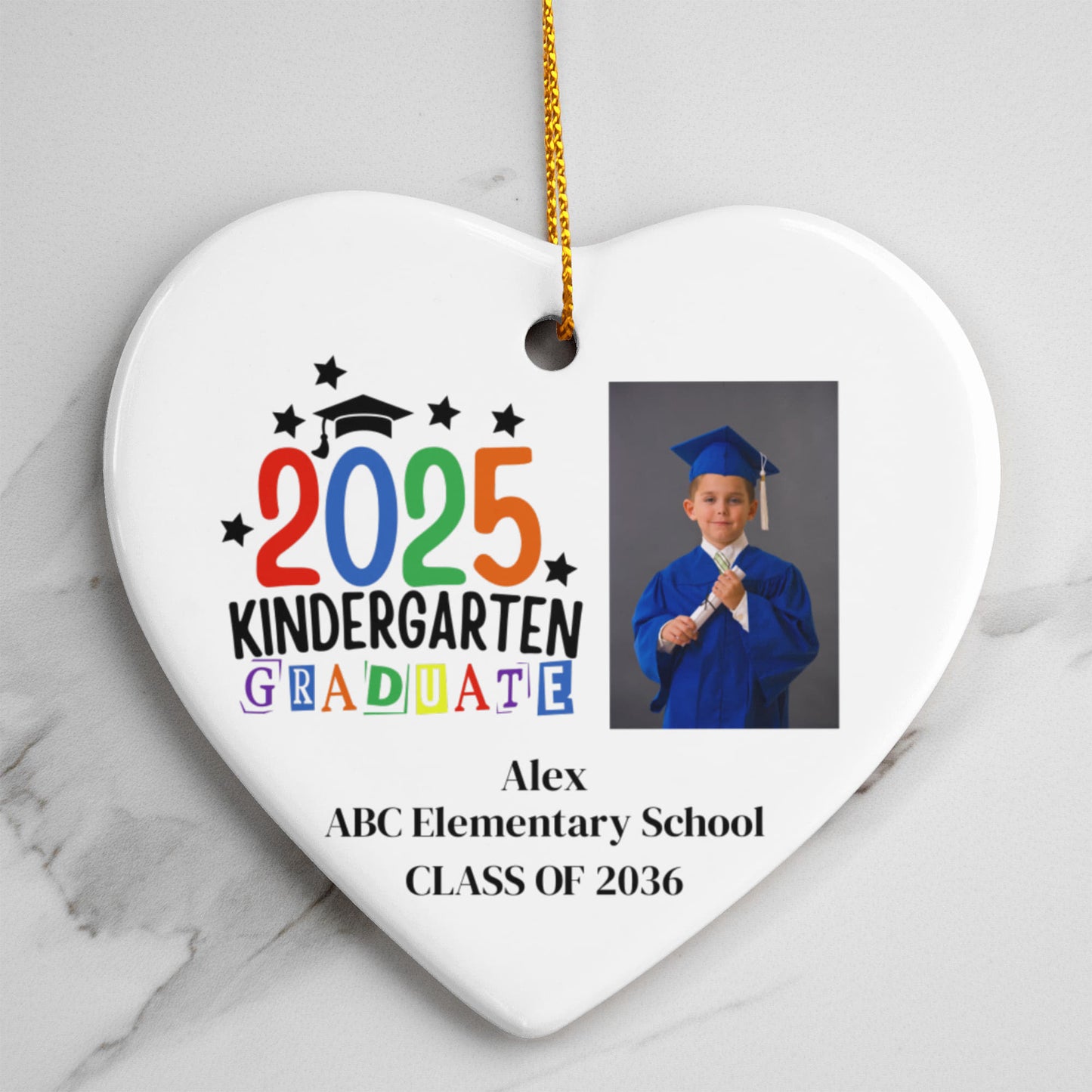 Kindergarten Graduation Ceramic Heart Ornament