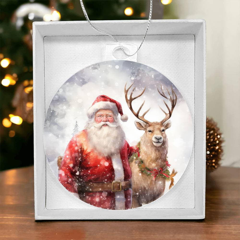 Santa Reindeer Acrylic Christmas Ornament-[Heartfelt Family Gift]