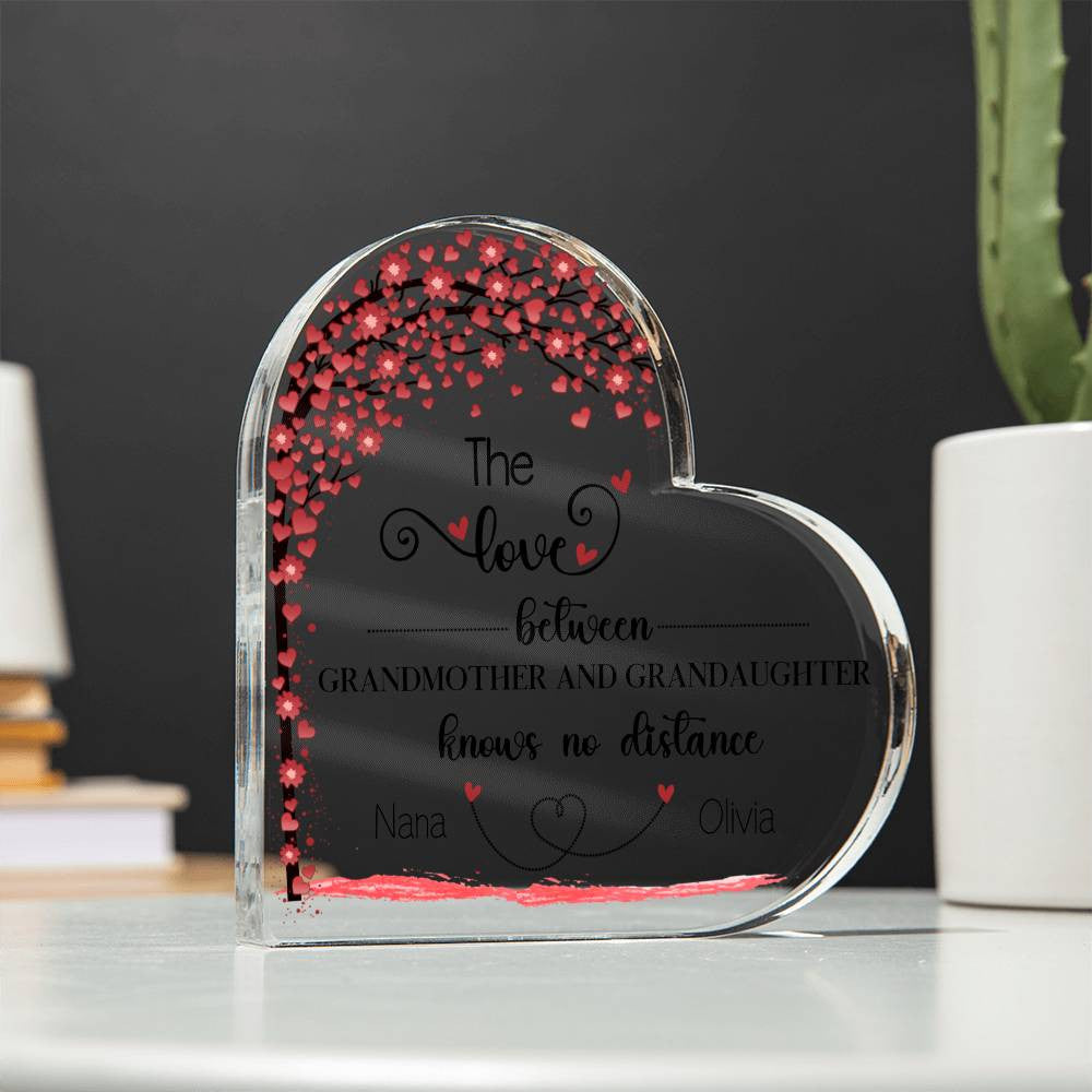 Grandma Granddaughter Distance Heart Plaque-[Heartfelt Family Gift]