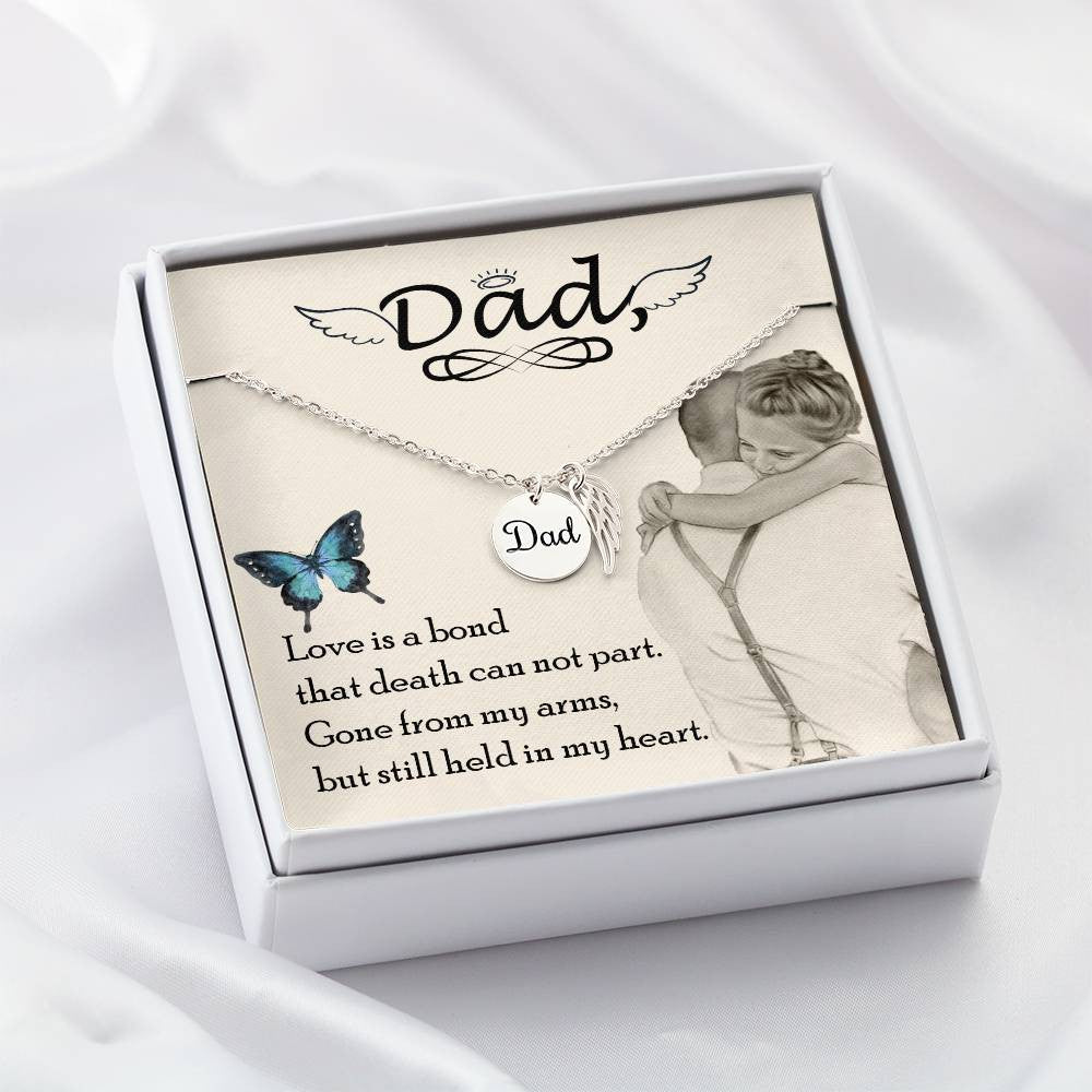 Dad Memorial Necklace Angel Wing Charm-[Heartfelt Family Gift]