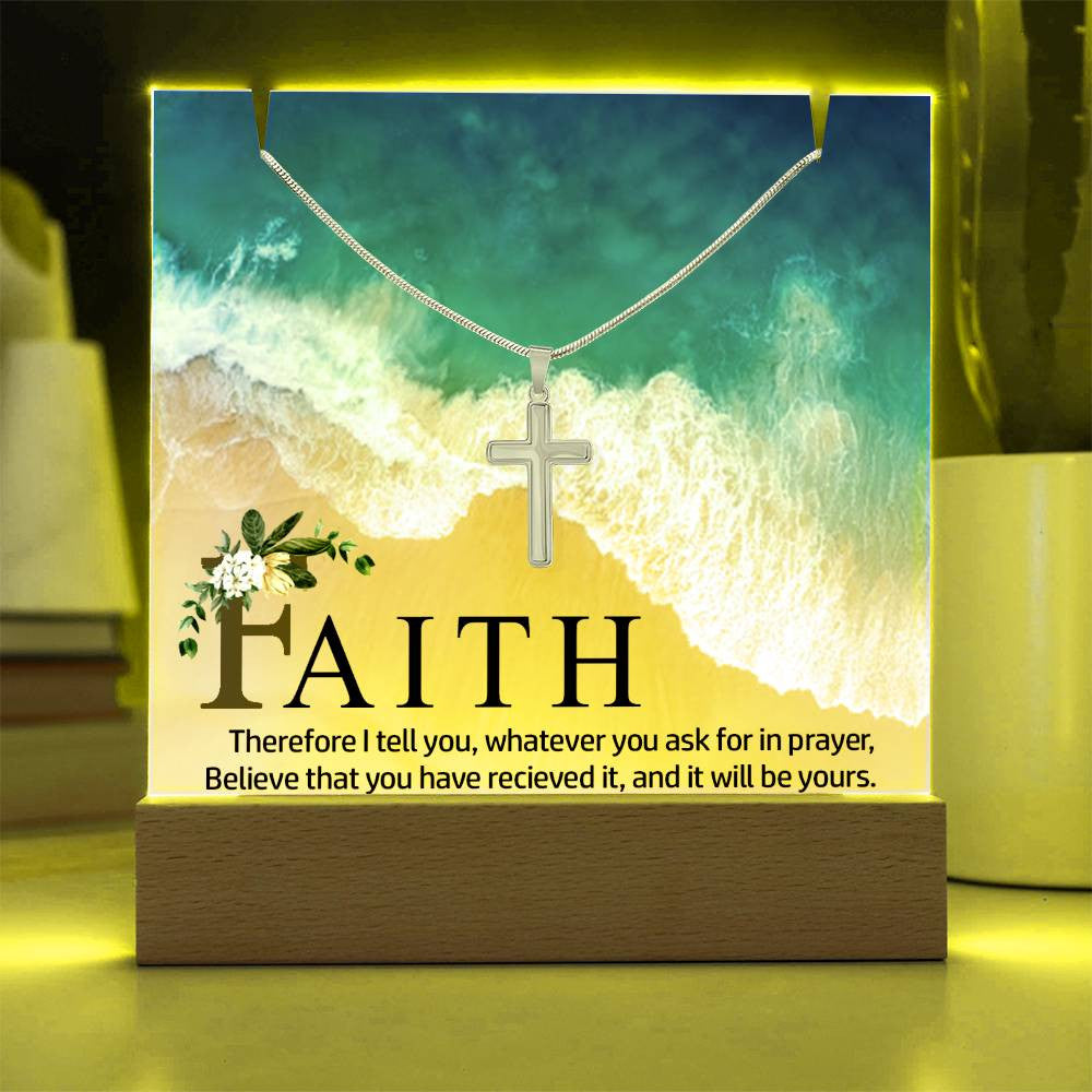 Faith Religious Plaque & Cross Gift Set-[Heartfelt Family Gift]