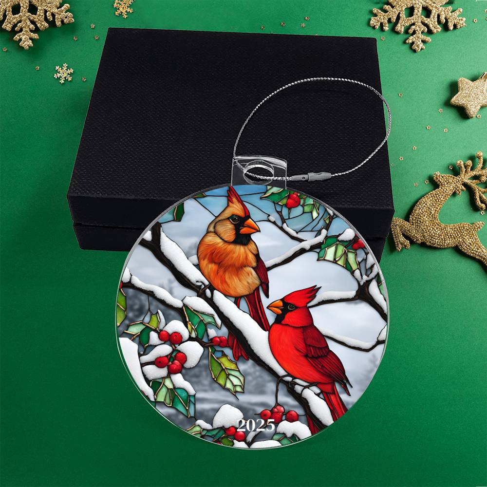 Cardinal Stained Glass Ornament