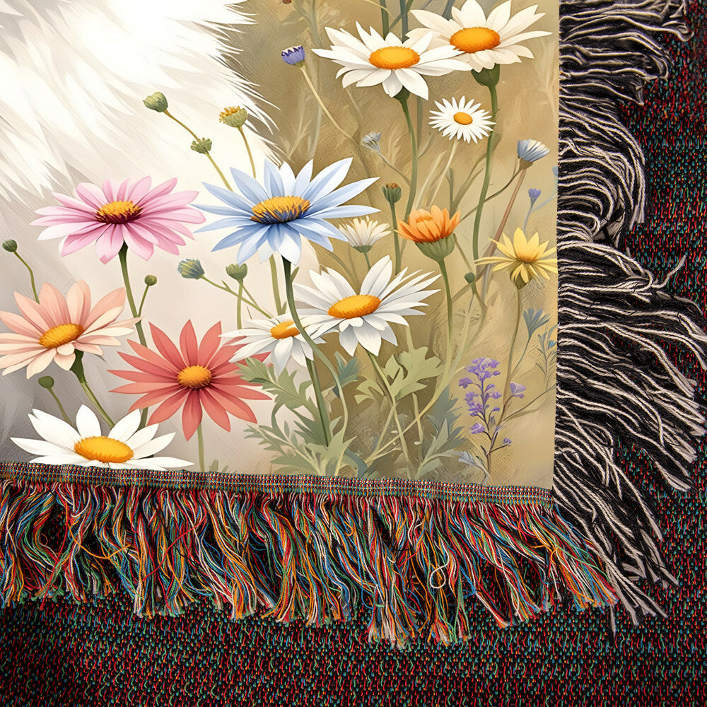 Shih Tzu Wildflower Woven Cotton Throw Blanket-[Heartfelt Family Gift]