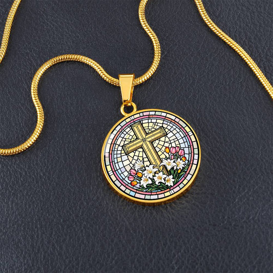 Engraved Cross Pendant Necklace