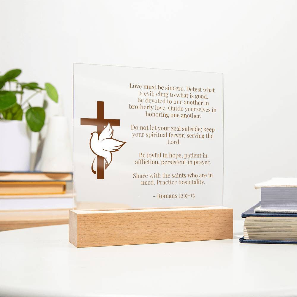 Christian Bible Verse Romans 12:9 Acrylic Plaque-[Heartfelt Family Gift]