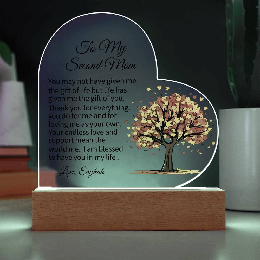 To My Second Mom Acrylic Heart Plaque-[Heartfelt Family Gift]