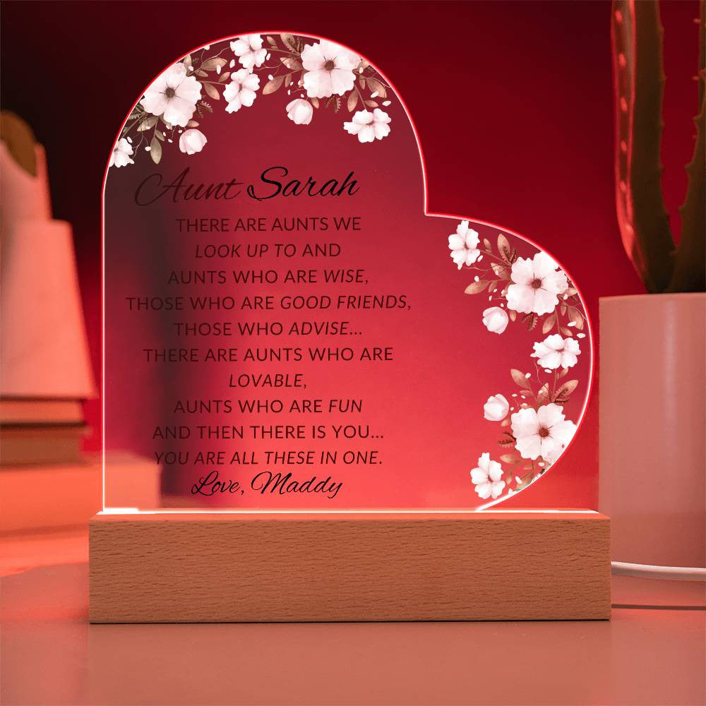Aunt Acrylic Heart Plaque-[Heartfelt Family Gift]
