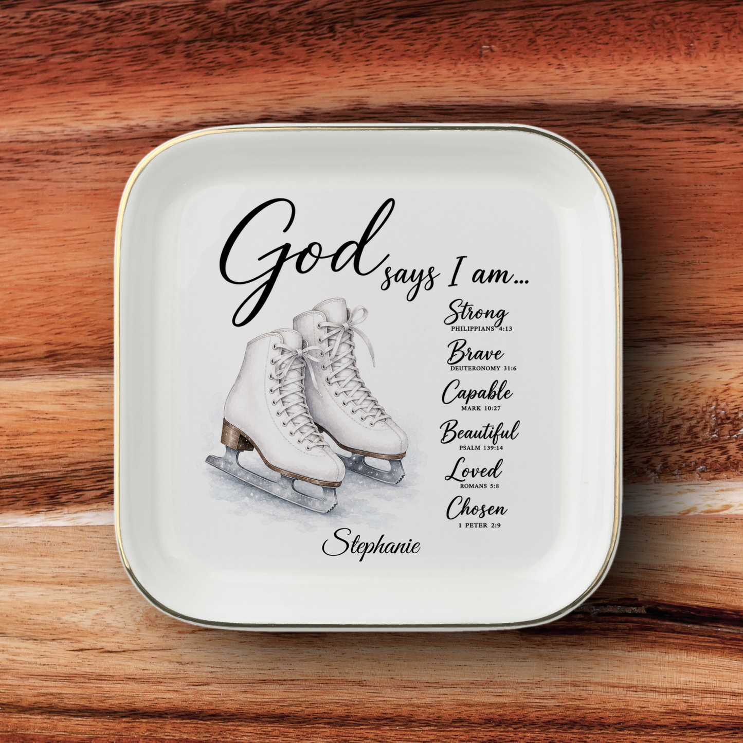 Ice Skating Christian Jewelry Dish Trinket Tray