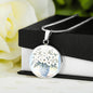 Engraved Floral Pendant Necklace Delft Blue Vase-[Heartfelt Family Gift]