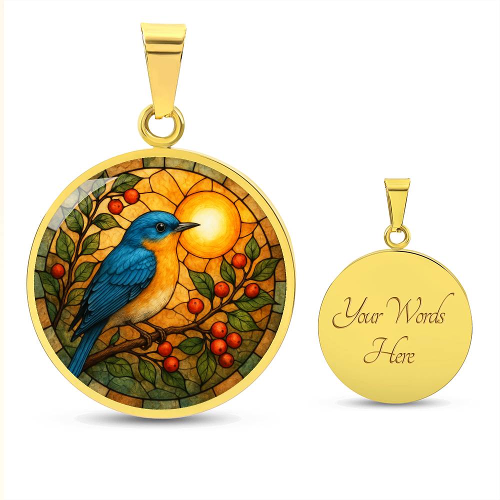 Bluebird Floral Necklace with Engraving