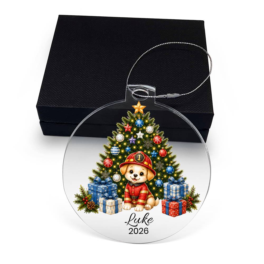 Firefighter Puppy Christmas Ornament
