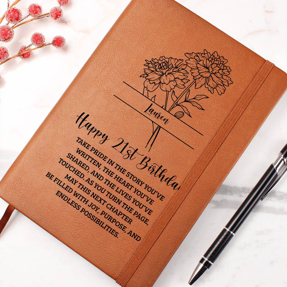 21st Birthday Birth Flower Journal