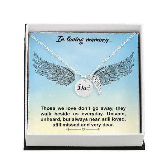 Dad Memorial Necklace Angel Wing Charm-[Heartfelt Family Gift]